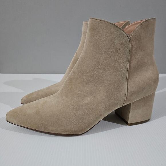Cole Haan Elyse Ankle Bootie Womens 11 Latte Tan Suede Pointed Toe Dressy Heel - Picture 1 of 16